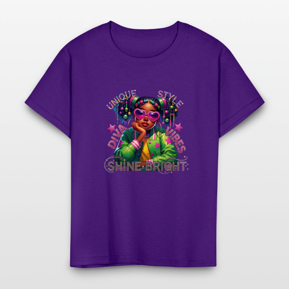 Black Girl Power - Diva Style Kids' T-Shirt - purple
