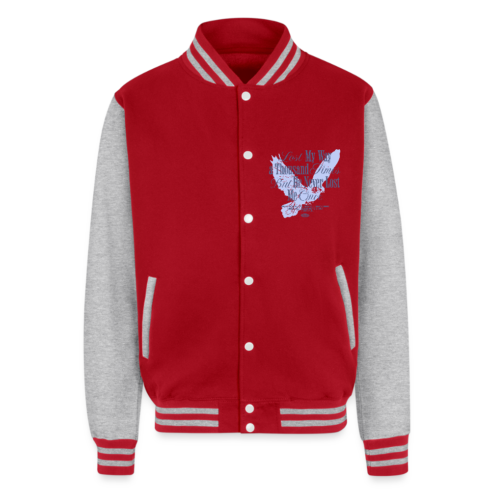 God is with Us - Letterman Jacket - red/heather grey