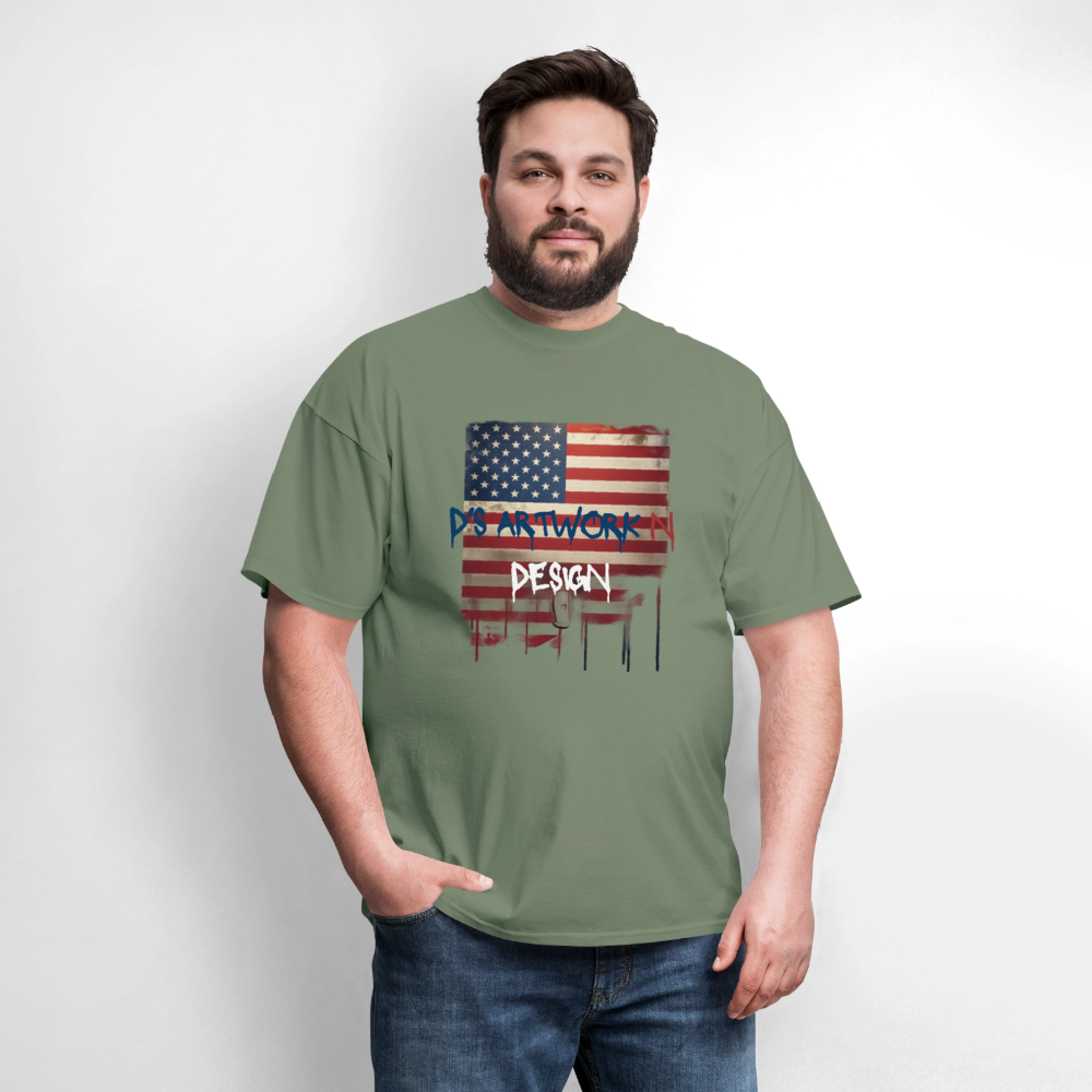 USA Drip Flag - Men's T-Shirt - military green
