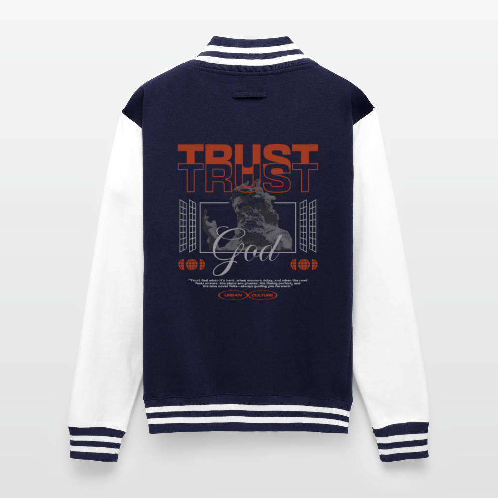 Trust god - Letterman Jacket - navy/white