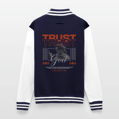 Trust god - Letterman Jacket - navy/white