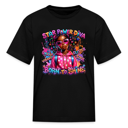 Black Girl Power - Star Power Diva Kids' T-Shirt - black