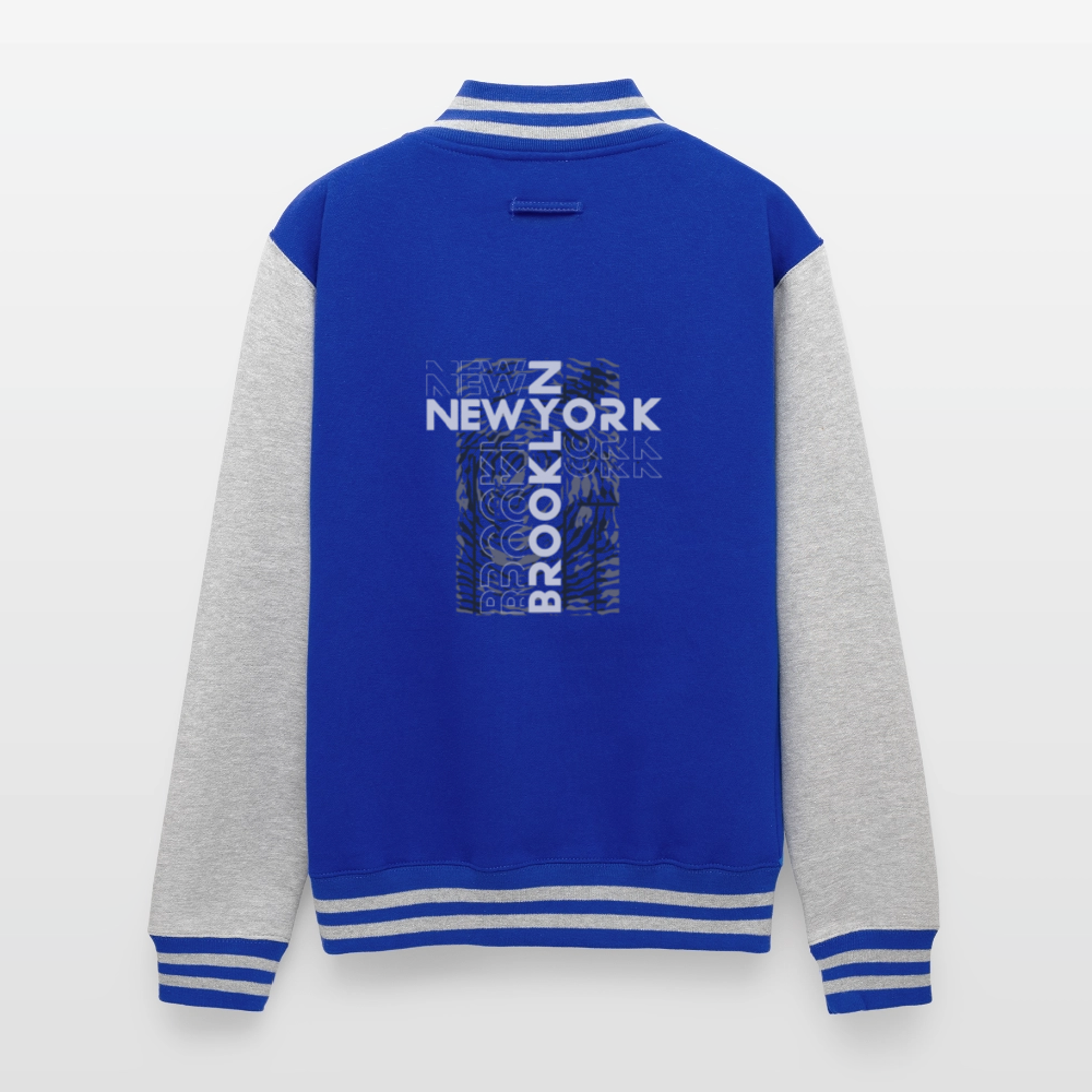 Brooklyn NY-  Letterman Jacket - royal/heather grey
