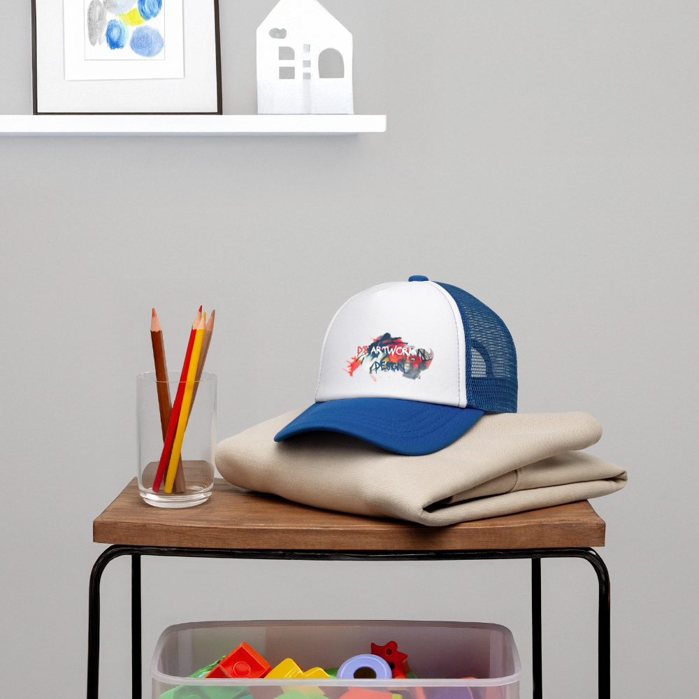Spray Paint - DS Kid's Trucker Cap - white/royal blue