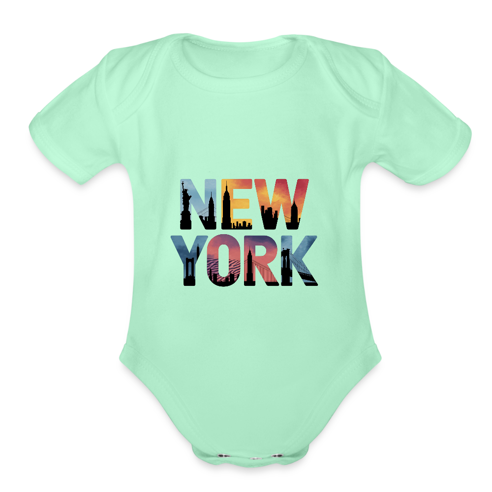 NY Color - Organic Short Sleeve Baby Bodysuit - light mint