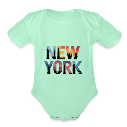NY Color - Organic Short Sleeve Baby Bodysuit - light mint