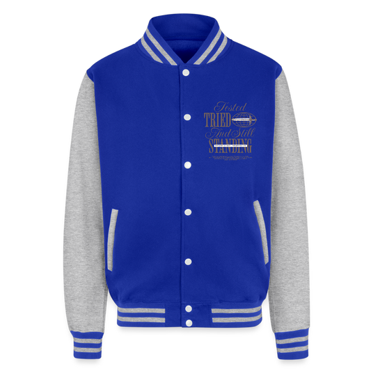 Still Standing - Letterman Jacket - royal/heather grey