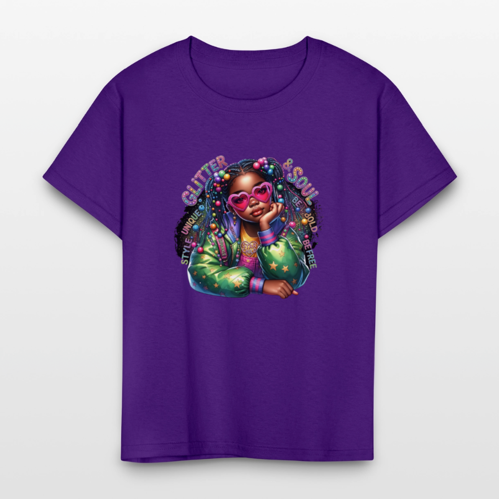 Black Girl Power - Glitter and Soul Kids' T-Shirt - purple
