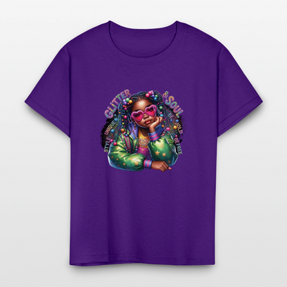 Black Girl Power - Glitter and Soul Kids' T-Shirt - purple