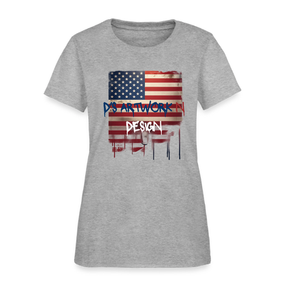 USA Flag Drip - Women's T-Shirt - heather gray
