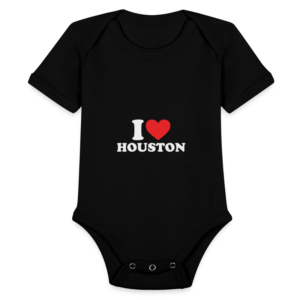 I Love Houston - Short Sleeve Baby Bodysuit - black