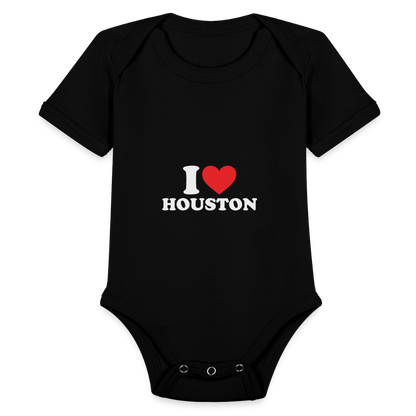 I Love Houston - Short Sleeve Baby Bodysuit - black