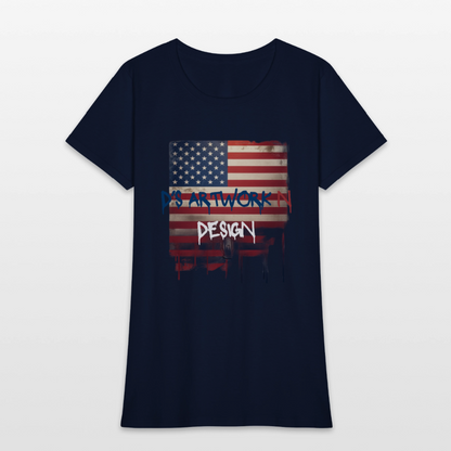 USA Flag Drip - Women's T-Shirt - navy