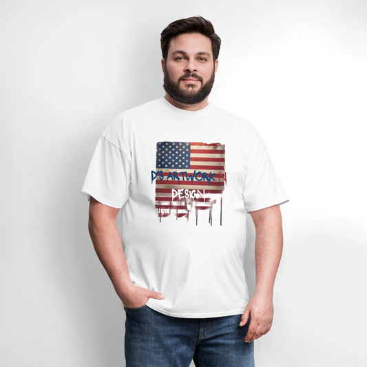 USA Drip Flag - Men's T-Shirt - white