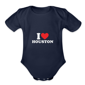 I Love Houston - Short Sleeve Baby Bodysuit - dark navy