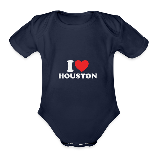 I Love Houston - Short Sleeve Baby Bodysuit - dark navy