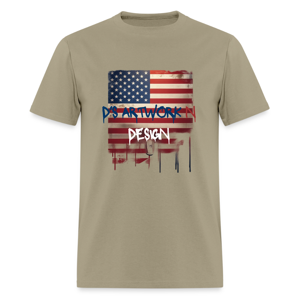 USA Drip Flag - Men's T-Shirt - khaki