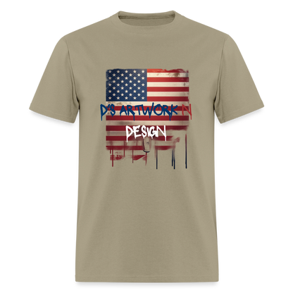 USA Drip Flag - Men's T-Shirt - khaki