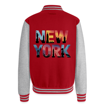 NY Color -  Letterman Jacket - red/heather grey