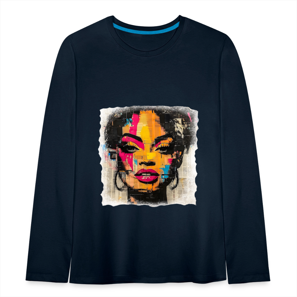 Pop Culture Woman 2 - Kids'  Long Sleeve T-Shirt - deep navy