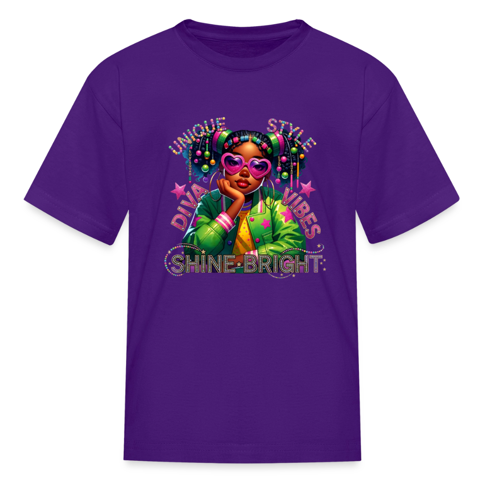 Black Girl Power - Diva Style Kids' T-Shirt - purple