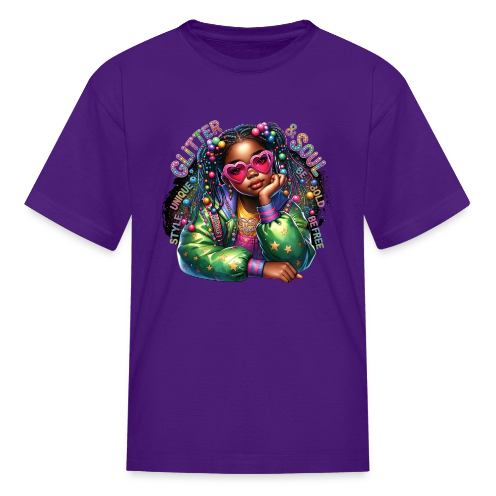 Black Girl Power - Glitter and Soul Kids' T-Shirt - purple