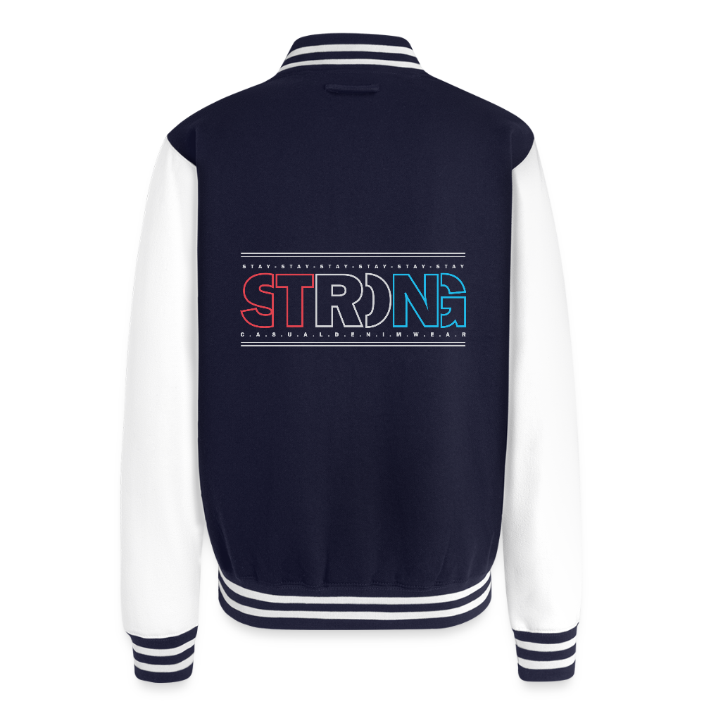 Stay Strong - Men's Letterman Jacket - navy/white