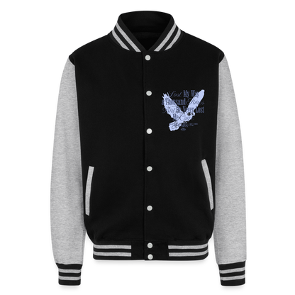 God is with Us - Letterman Jacket - black/heather grey