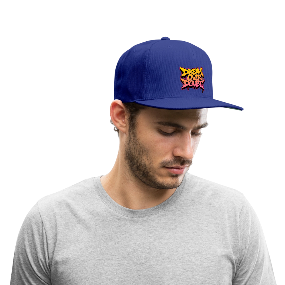 Dream Over Doubt - Graffiti Snapback Baseball Cap - royal blue