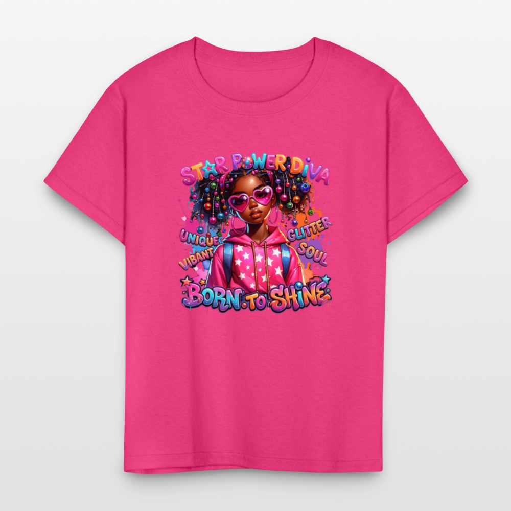 Black Girl Power - Star Power Diva Kids' T-Shirt - fuchsia