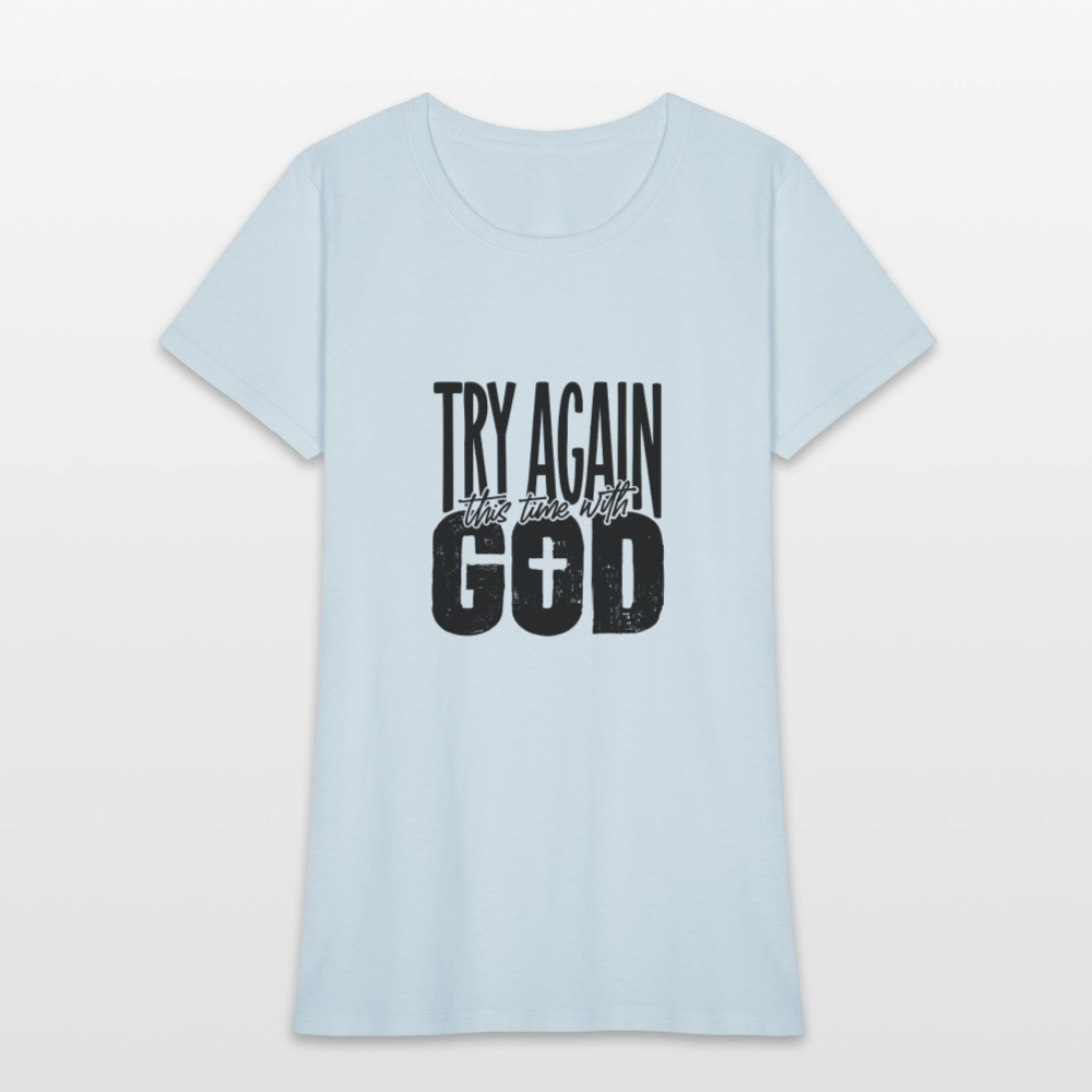 Try Again -Women's Short Sleeve T-Shirt - light blue