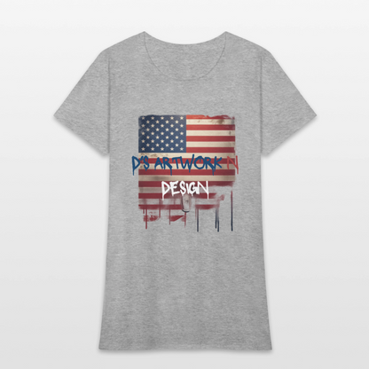 USA Flag Drip - Women's T-Shirt - heather gray