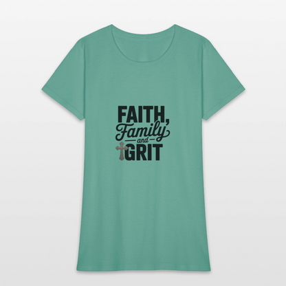 Faith and Family - Women's T-Shirt - aquatic