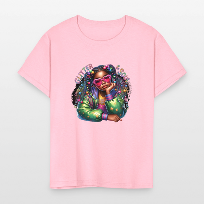 Black Girl Power - Glitter and Soul Kids' T-Shirt - pink