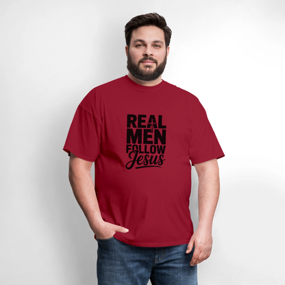 Real Men -  men's T-Shirt - dark red