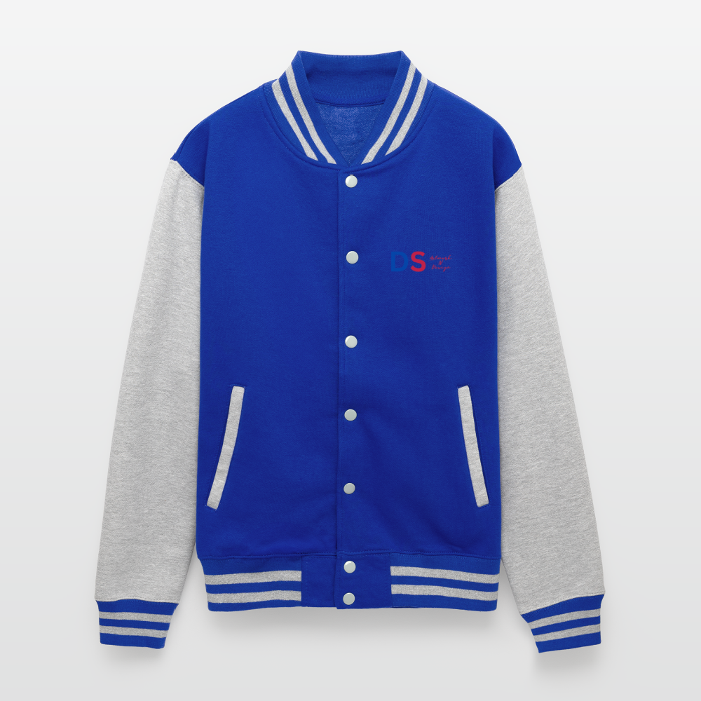 Walk By Faith - letterman Jacket - royal/heather grey