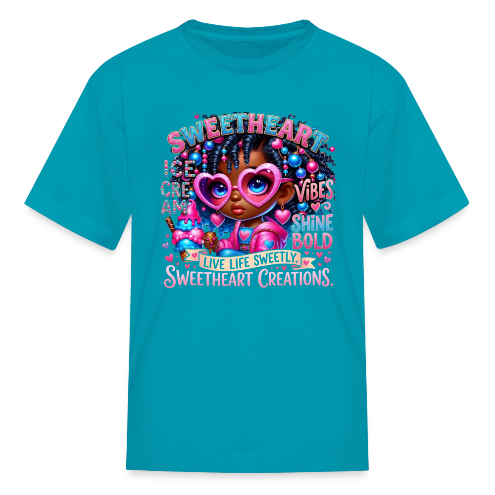 Black Girl Power - Sweetheart Kids' T-Shirt - turquoise