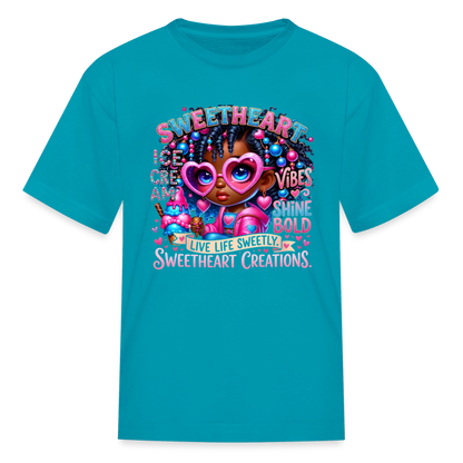 Black Girl Power - Sweetheart Kids' T-Shirt - turquoise