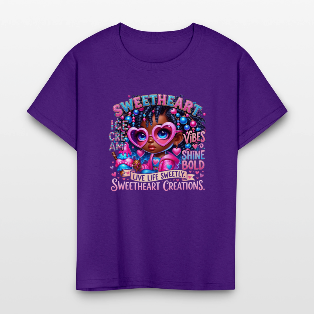 Black Girl Power - Sweetheart Kids' T-Shirt - purple