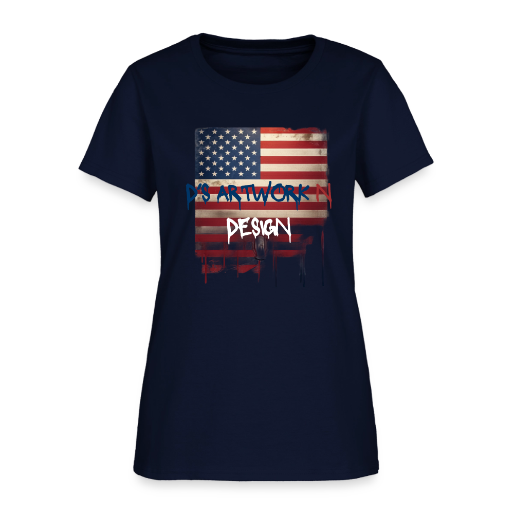 USA Flag Drip - Women's T-Shirt - navy