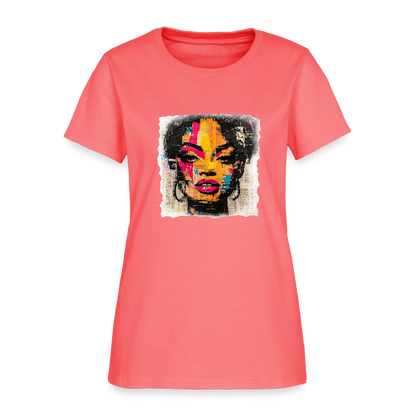 Pop Culture Woman 2- Short Sleeve T-Shirt - coral