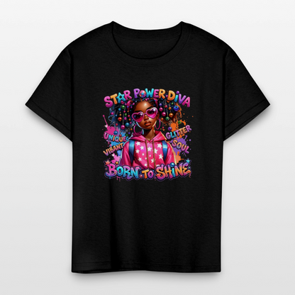 Black Girl Power - Star Power Diva Kids' T-Shirt - black
