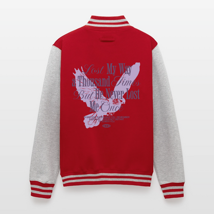 God is with Us - Letterman Jacket - red/heather grey
