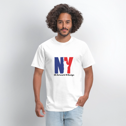NY - Blue and Red Tee - white