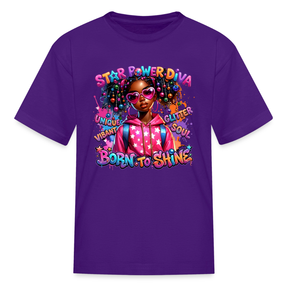 Black Girl Power - Star Power Diva Kids' T-Shirt - purple