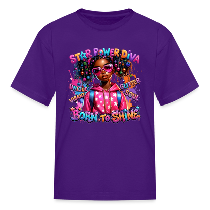 Black Girl Power - Star Power Diva Kids' T-Shirt - purple