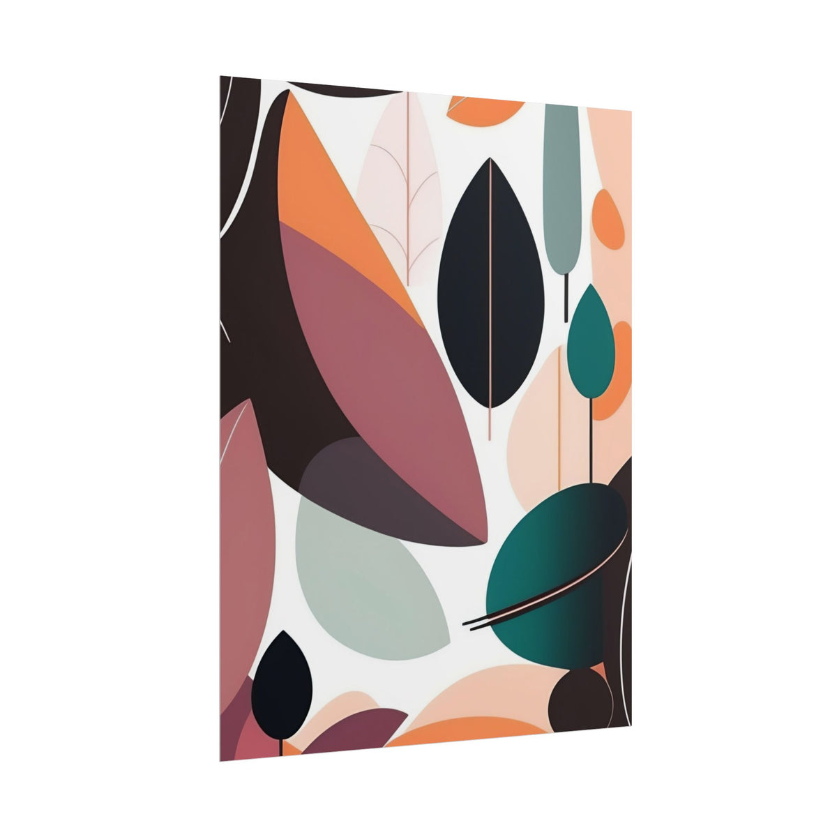 Abstract Botanical Rolled Poster — Mid-Century Leaf Art Print