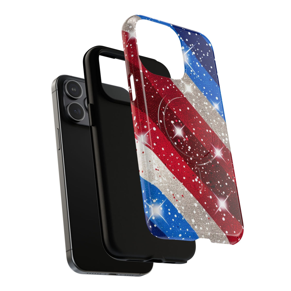 Glittery Patriotic Phone Case -Tough Magnetic iPhone Cover