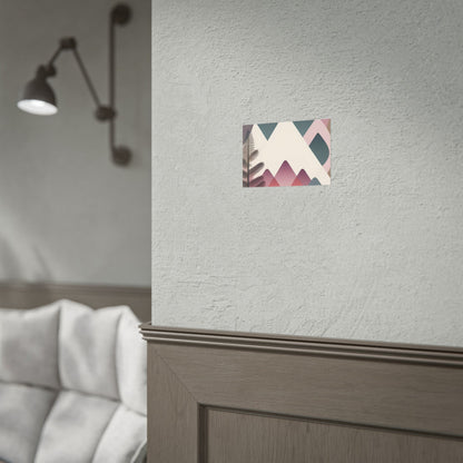 Abstract Mountain Art Print Poster — Pink & Teal Geometric Landscape Rolled Poster