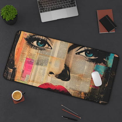 Pop Art Femme Fatale Desk Mat — Colorful Portrait Mouse Pad 6
